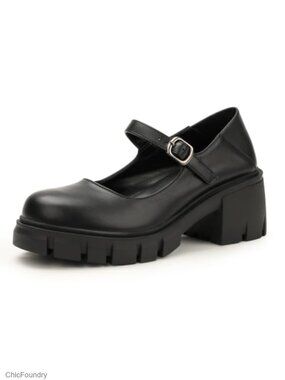 Mary Jane Platform Pumps Closed Toe Low Block Heels Comfortable Shoes